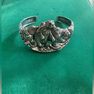 Habana Sterling Silver Bear Cuff Bracelet